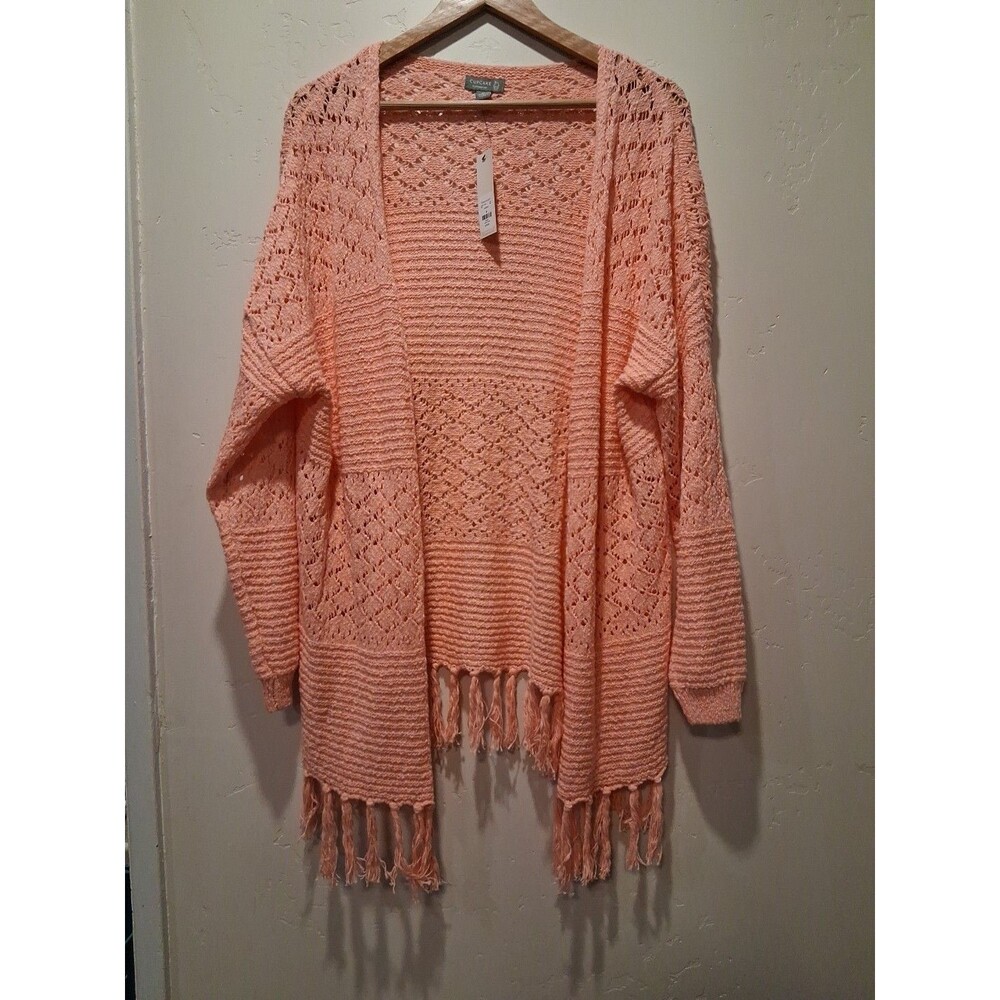 Cupcake Clothing LTD Cotton Peach Open Front Cardigan Sweater Size M Boho Cowboy